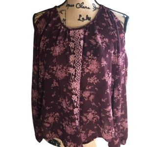 🍾 3/$25 Peasant Floral Cold Shoulder Blouse